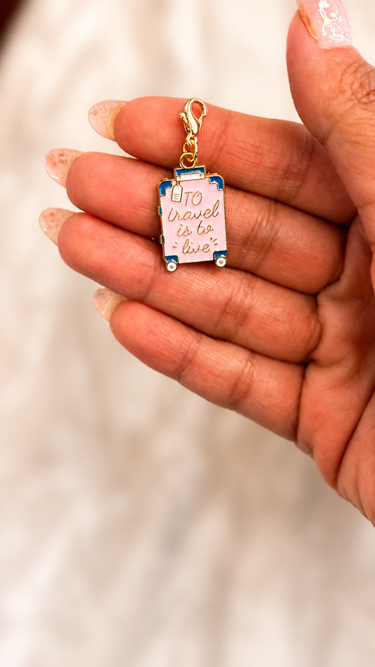 Pink Suitcase Charm